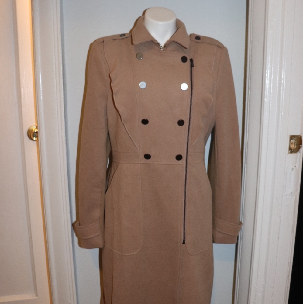 BCBGMAXAZRIA Fayette Ruffled Military Coat